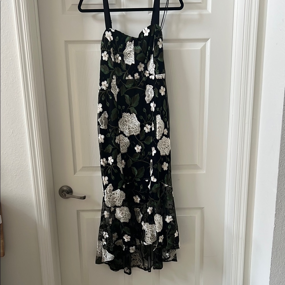 Floral Black and White Dress